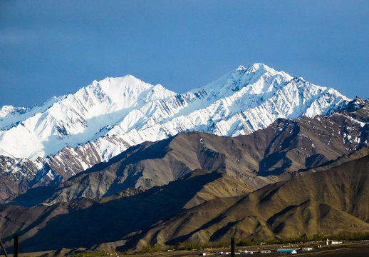 snow capped and  snow covered mountain of Ladakh Range at Leh 