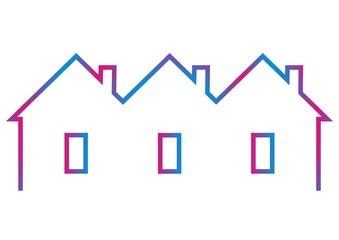 terraced house, vector icon, rainbow contour