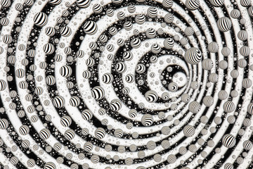 Concentric black and white lines through drops of water on glass