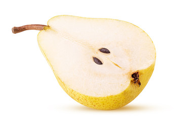 Fresh yellow pears cut in half