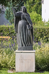 Vadstena, Sweden. Statue of St. Bridget, the founder of the Bridgettines nuns and monks. - 350292077