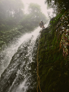 man on the waterfall