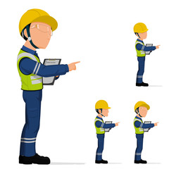 Set of industrial inspector is pointing to something.