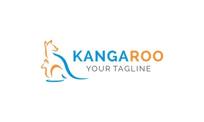 Kangaroo mother and child abstract logo vector