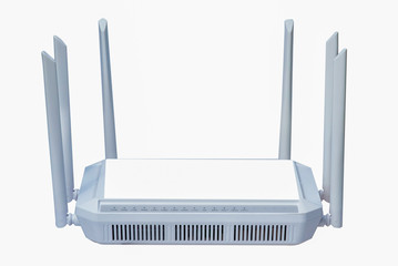 Wireless Wi-Fi router isolated on white .background. wifi technology concept