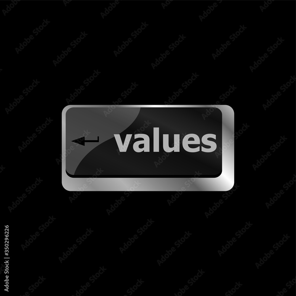 Poster values sign button on keyboard with soft focus