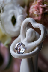 Jeweller ornament. White gold wedding rings