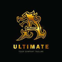 A vector illustration of dragon letter A initial Logo