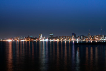 Night view of the city of Montevideo
