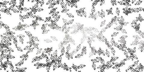 Light Gray vector texture with women's rights symbols.