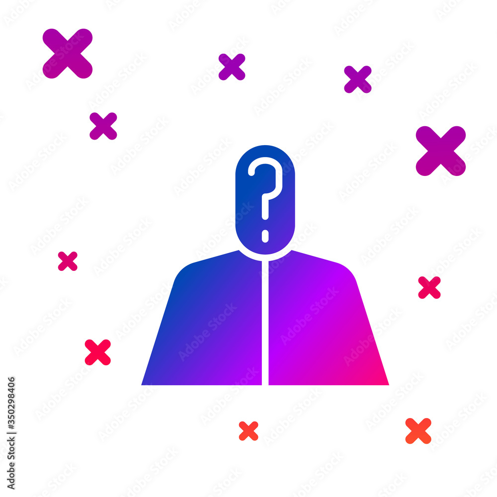 Poster color anonymous man with question mark icon isolated on white background. unknown user, incognito pr