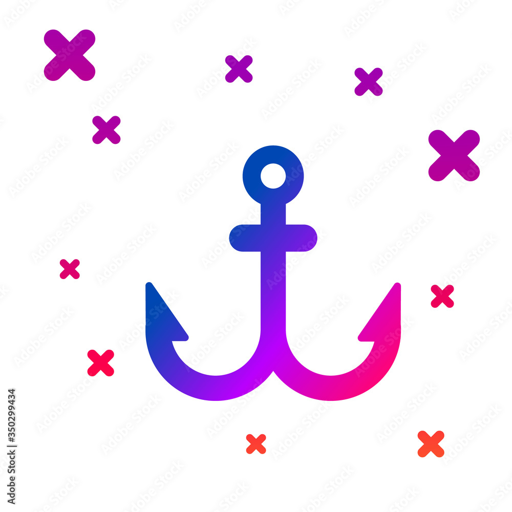 Poster color anchor icon isolated on white background. gradient random dynamic shapes. vector illustration