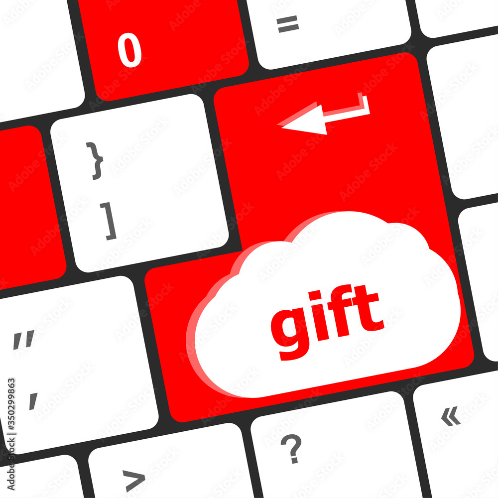 Aufkleber gift word on computer keyboard keys button