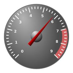 Tachometer grey scale dashboard on white background