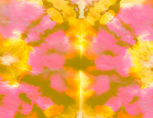 Wet Art Print. Splash Banner. Light Dirty Art Background. Dirty Art Painting. Watercolor Print. Brushed Graffiti.Tie Dye Pattern. Yellow Watercolor Pattern. Orange Tie Dye Batik. © Anna