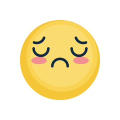 cute sad emoji face icon, flat style