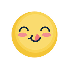 happy emoji face with tongue, flat style