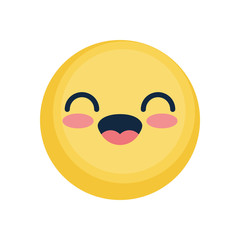 Happy emoji laughing, flat style