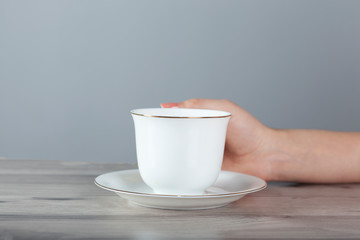 woman drink coffee and lilac