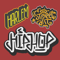 Fototapeta premium Hip Hop Rap Music Hand Lettering Graffiti Style Vector Illustrations Designs.