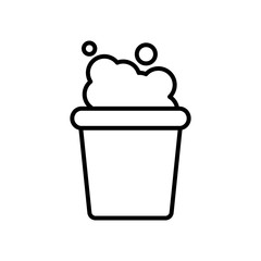 bucket with soapy water icon, line style