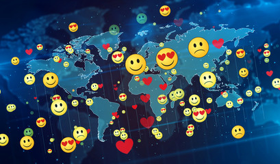 Emoji bubble chat emoticons icons background