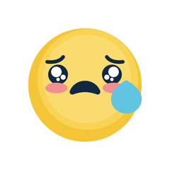 sad emoji with tear icon, flat style