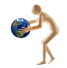 image of a stylized figure of a man and the globe