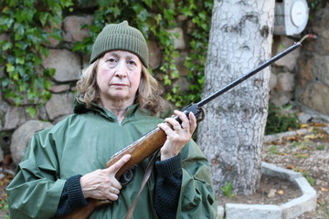 Female hunter in her sixties 