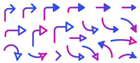 Set of different gradient pointers and arrows.