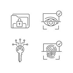 Personal information protection pixel perfect linear icons set. Internet security system. Customizable thin line contour symbols. Isolated vector outline illustrations. Editable stroke