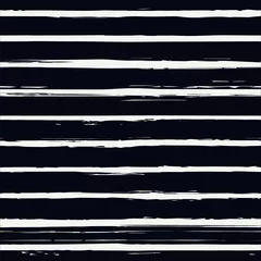 Wallpaper murals Horizontal stripes Brush strokes seamless pattern. Freehand horizontal stripes print. Ink lines background. Grunge simple geometric design