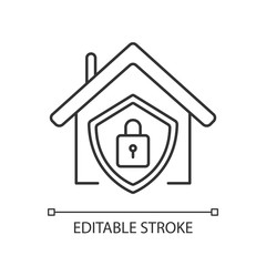 Smart home security system pixel perfect linear icon. Modern house alarm. Electronic lock. Thin line customizable illustration. Contour symbol. Vector isolated outline drawing. Editable stroke