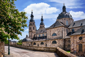 Fototapeta na wymiar Cathedral in Fulda, Germany. Fulda Cathedral is the former abbey church of Fulda Abbey and the burial place of Saint Boniface.