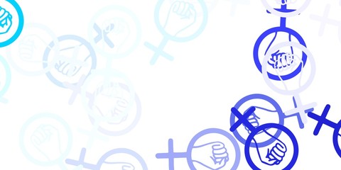 Light Pink, Blue vector background with woman symbols.