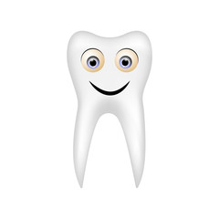 Tooth icon. Cute funny cartoon smiling character. Vector illustration