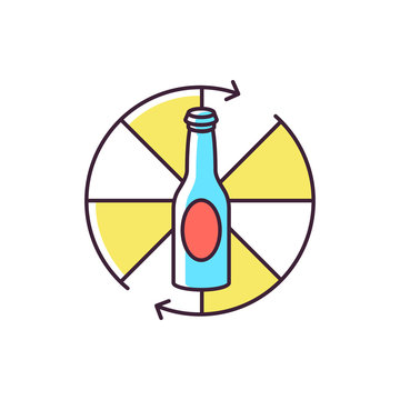 Spinning Bottle RGB Color Icon. Traditional Party Game, Friendly Company Recreational Activity. Teenager Entertainment. Rotating Bottle Isolated Vector Illustration