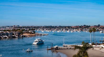 Newport Beach Harbor in California on a sunny day