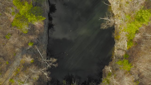 Slate quarry open pit mine abandoned filled with water  