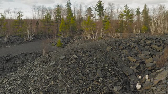 Pile of slate rock from quarry in Monson Maine 