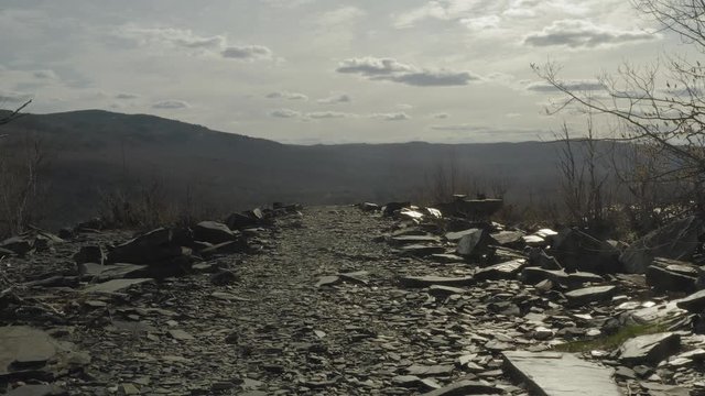 An abundance of slate at old slate quarry in Monson, Maine 
