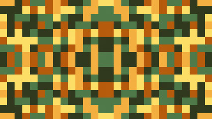 Abstract geometric background with green, yellow, orange and gold polygons.
