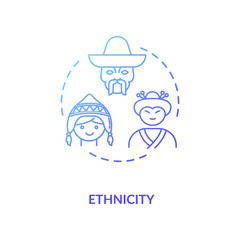 Ethnicity blue gradient concept icon. International community. Multi national group. Racial equality. Cultural diversity idea thin line illustration. Vector isolated outline RGB color drawing