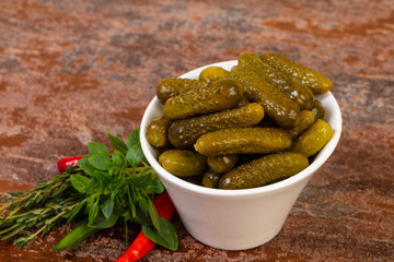 Pickled small cucumbers