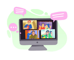 Video chat online. Internet communication during quarantine.