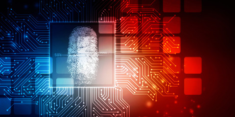 Obraz premiumFingerprint Scanning Technology Concept 2d Illustration