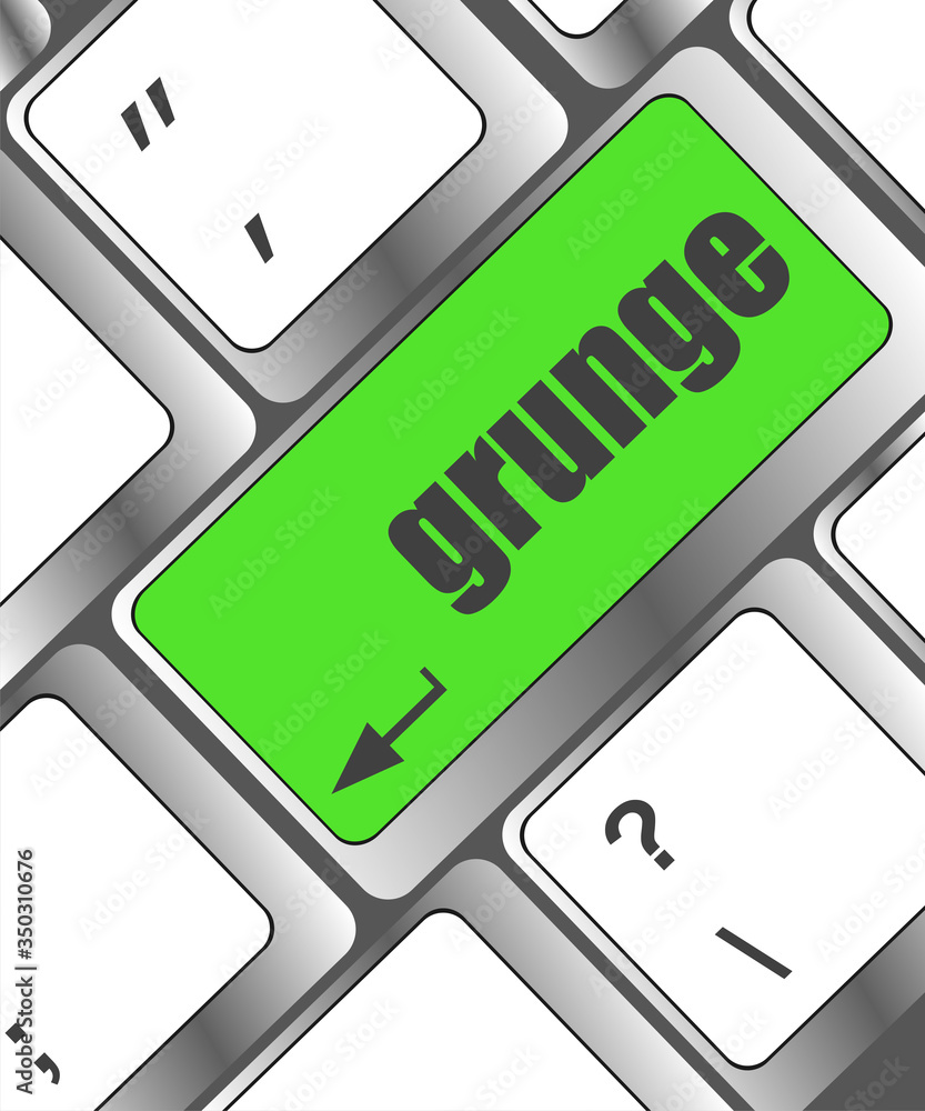 Poster computer keyboard with grunge word on enter button