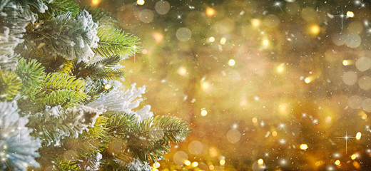 Obraz na płótnie Canvas Merry Christmas and Happy New Year, Holidays greeting card with blurred bokeh background