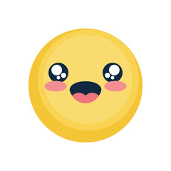 Emoji with cute smiling face, flat style