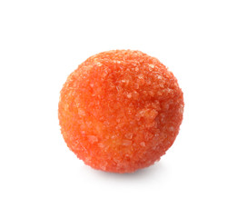 Orange chocolate candy isolated on white. Fancy confectionery